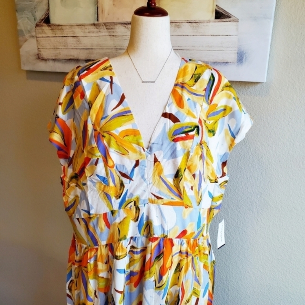 ALEXIA ADMOR | V-Neck Tiered Maxi Dress in Palm sz 2X - Picture 3 of 8